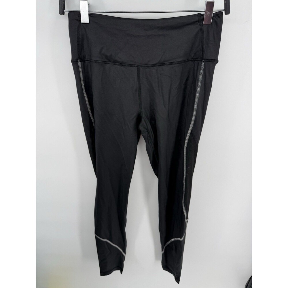 Victoria’s Secret Victoria Sport Knockout Leggings Shiny  Black Silver Mesh M